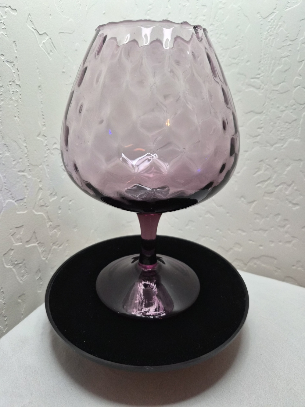 VTG MCM Empoli Italy Amethyst Purple Diamond Optic Brandy Snifter Glass Vase